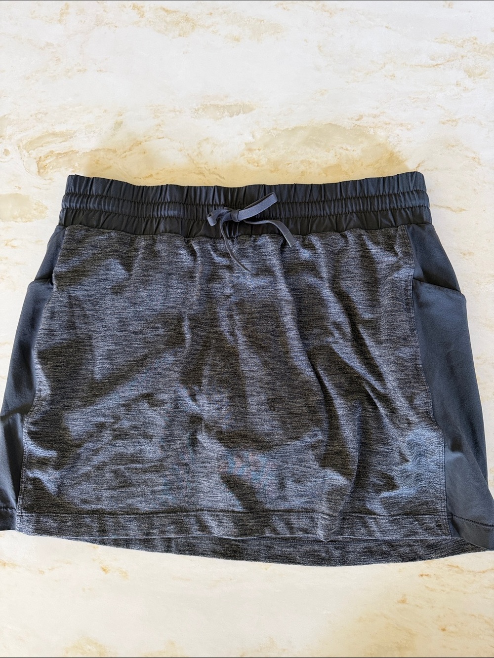 Athleta Charcoal Heather Athletic Mini Skirt with Drawstring